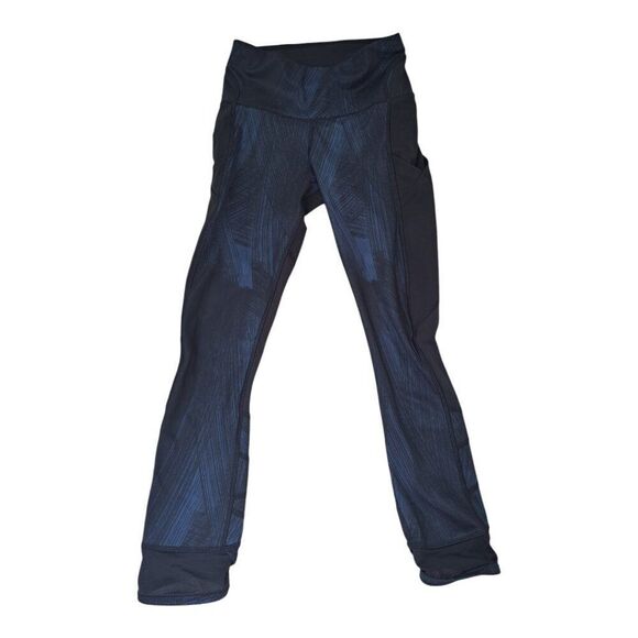 Lululemon Women's Fresh Mesh Run Side Pockets Blue Black Yoga Sports Gym Sz 2 - Picture 4 of 7